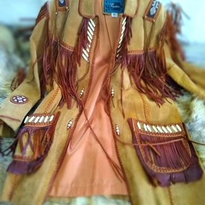 Suede leather fringe jacket